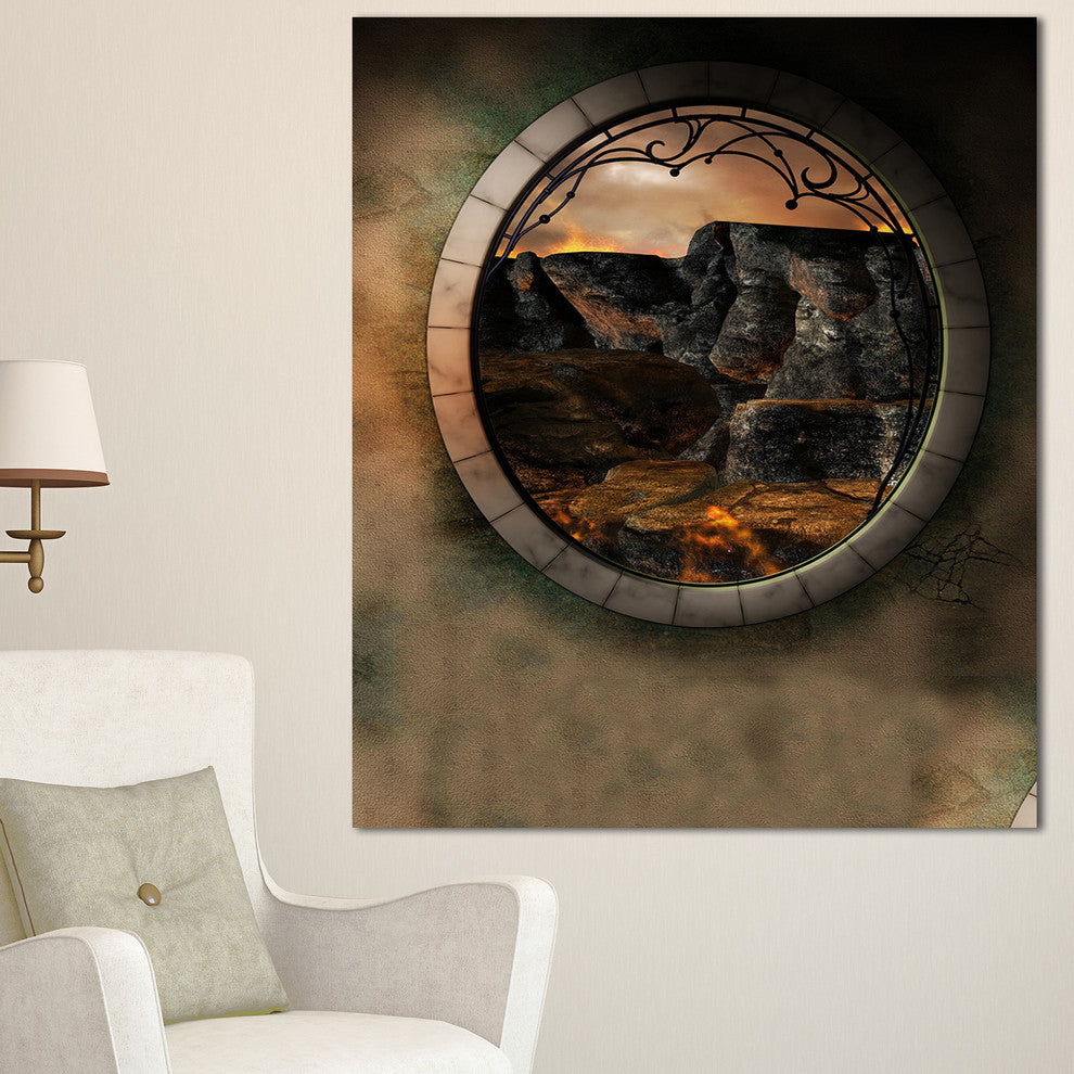"Brown Fantasy" Landscape With Frame Canvas Photo Print, 16"x32"