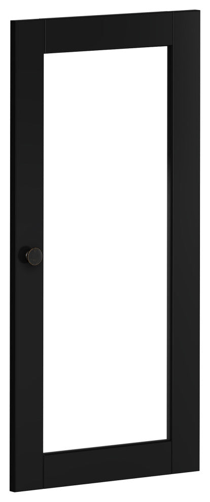 100% Solid Wood Modular Kitchen Pantry Door Kit, Black - Clear Glass