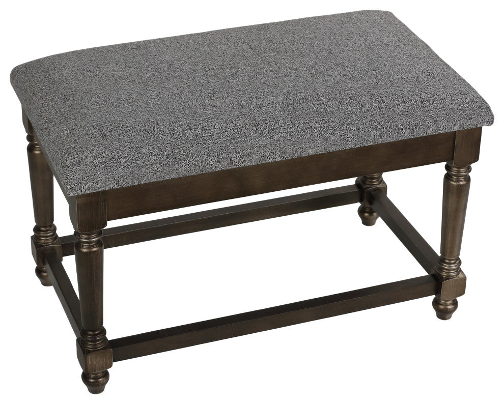 Cortesi Home Enza Bench, Bronze Brown Color With Gray Fabric Cushion