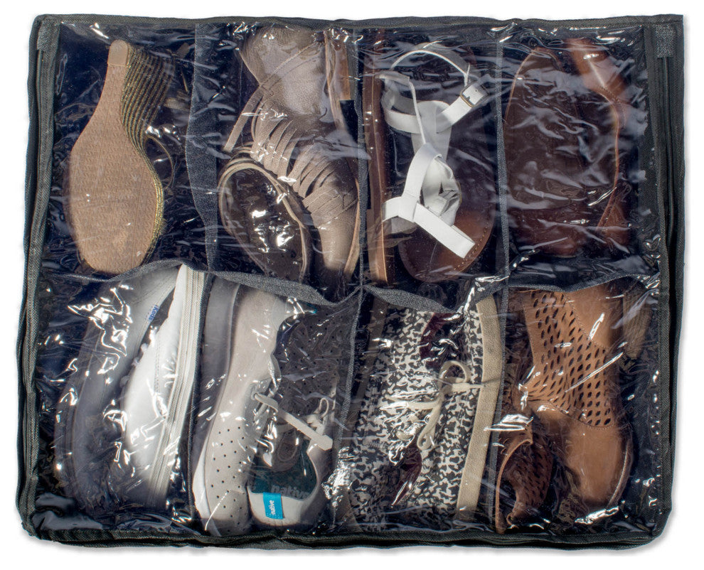Black Linen 8 Shoes Soft Storage
