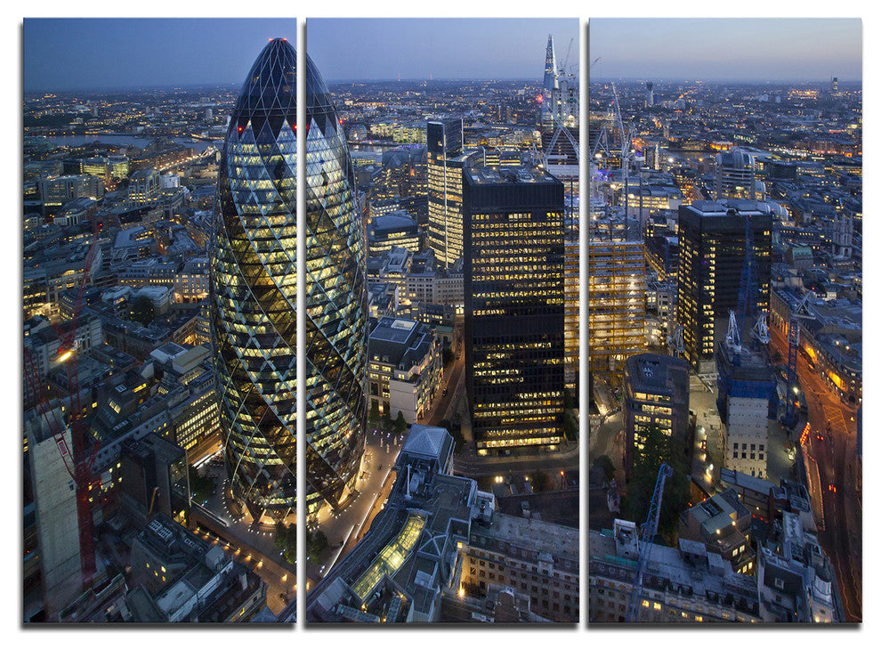 "London Skyline at Sunset" Canvas Print, 3 Panels, 36"x28"