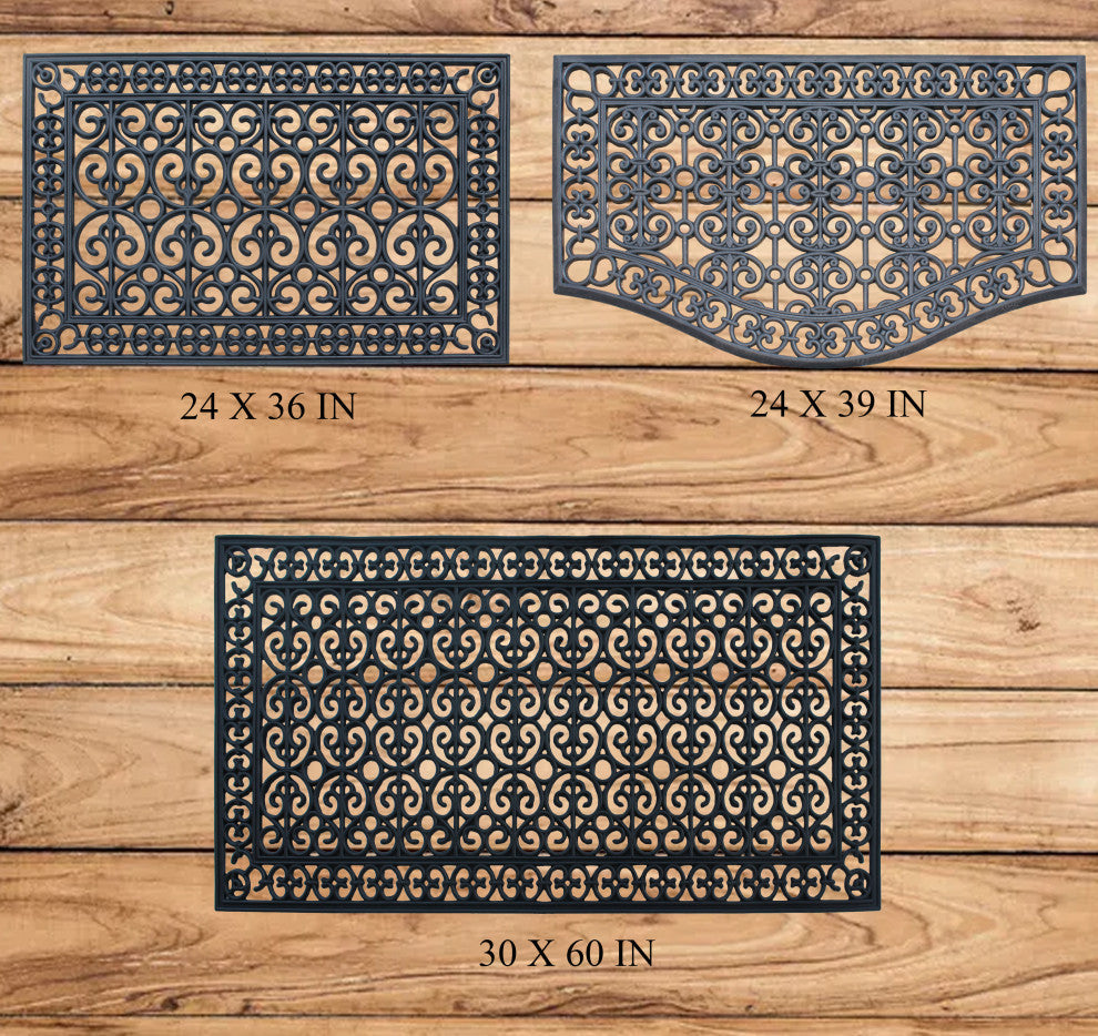 A1HC 3-Piece Rubber Grill Doormat Bundle, For Front, Patio & Garage Entrance
