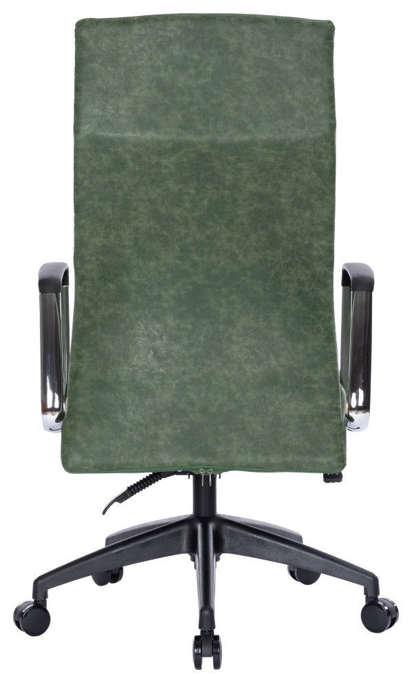 LeisureMod Hilton Modern High Back Leather Conference Office Chair, Green