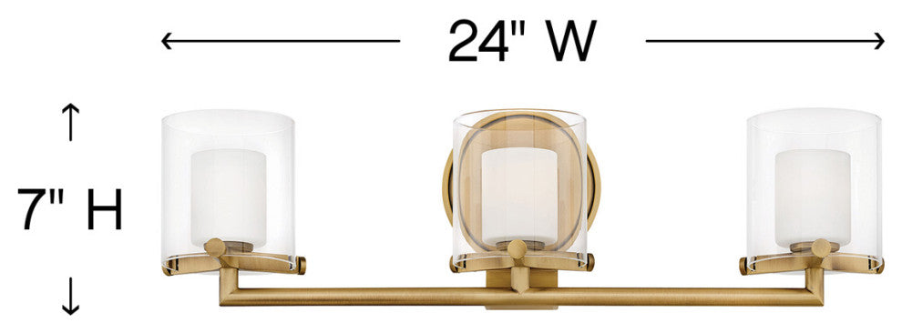 Hinkley Rixon Three Light Vanity, Heritage Brass