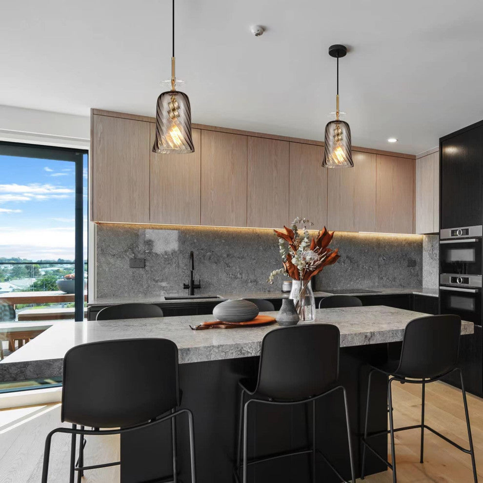 Modern Pendant Lighting, Adjustable Hanging, Glass Shade