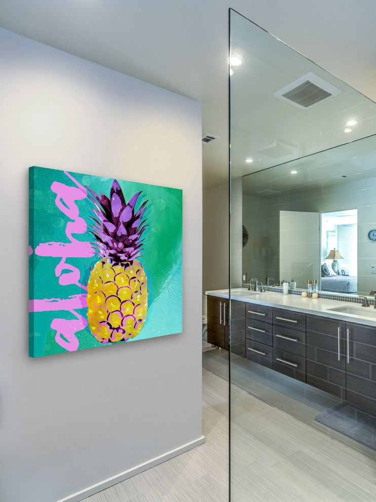 Marmont Hill, "Pineapple Aloha" by Rick Martin Painting on Wrapped Canvas, 32x32