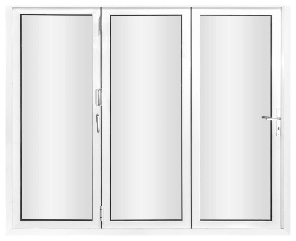 Aluminum folding patio doors 108"x96", white color. low e glass R-L30