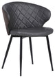 Cosie Dining Chair, Black Powder Coated and Gray Faux Leather
