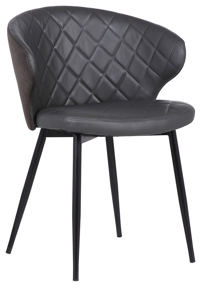 Cosie Dining Chair, Black Powder Coated and Gray Faux Leather