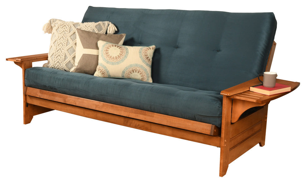 Mesa Frame Futon With Barbados Finish, Suede Blue
