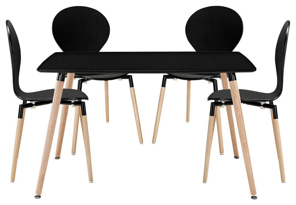 Modern Contemporary Kitchen Dining Chairs and Table Set of 5 Black