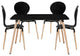 Modern Contemporary Kitchen Dining Chairs and Table Set of 5 Black