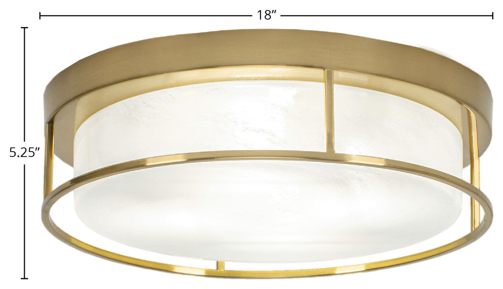 18" 4-Light Flush Mount Light, New Age Brass/White Marble