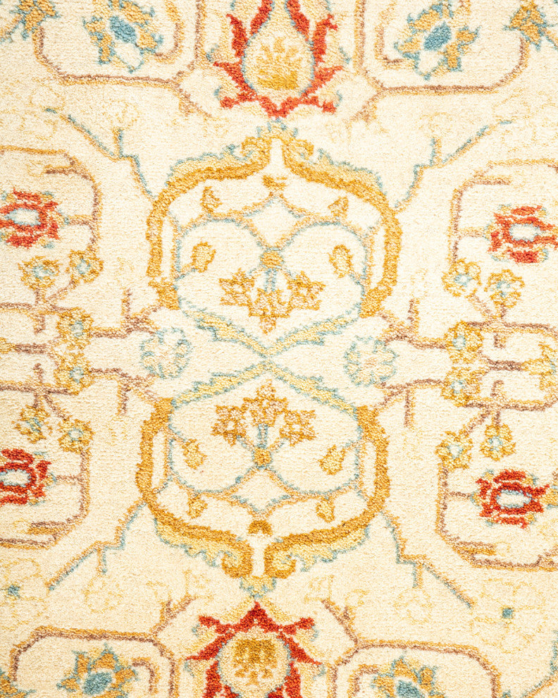 Saharanpur, One-of-a-Kind Hand-Knotted Area Rug Ivory, 3'1"x10'7"