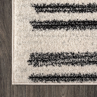 Khalil Modern Berber Stripe Area Rug, Cream/Black, 8 X 10