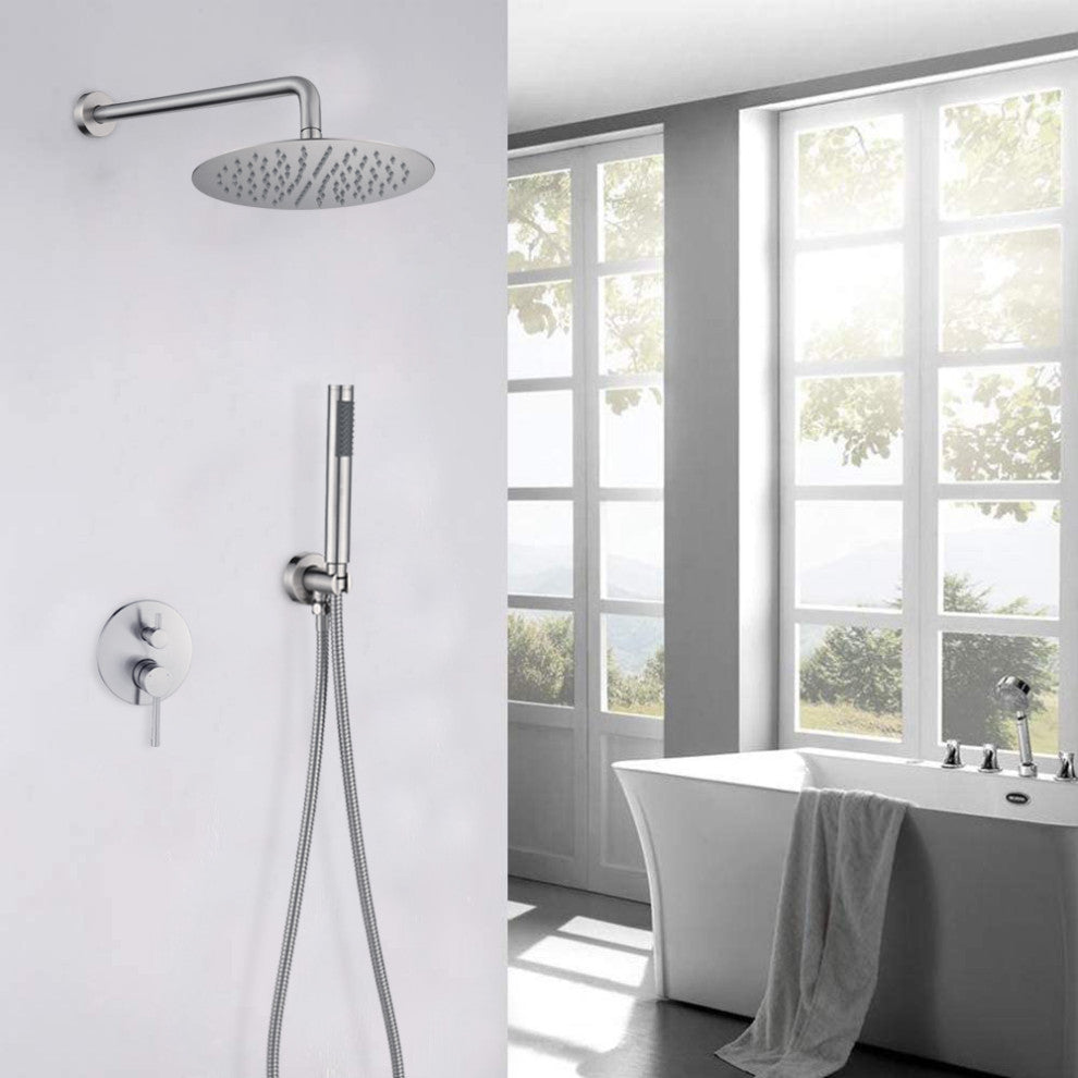10" Wall Mounted Shower System, Brushed Nickel