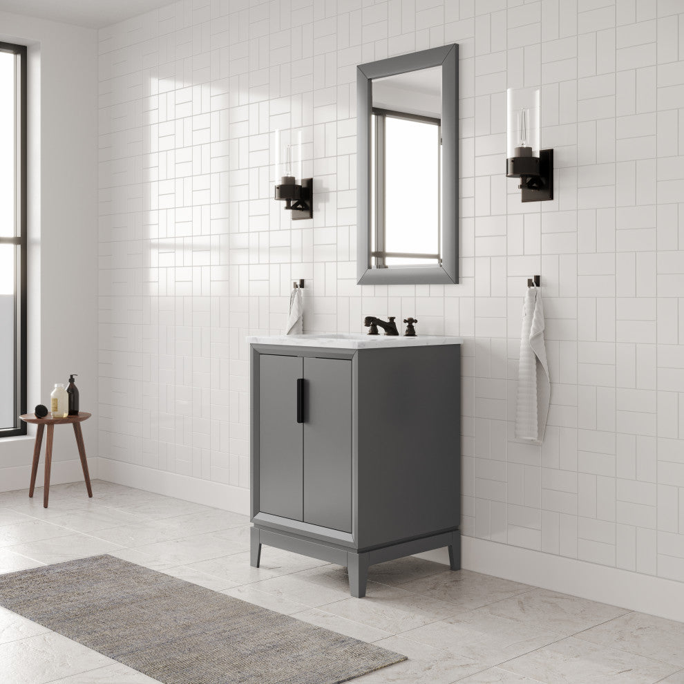 Elizabeth 24" Single Sink Carrara White Marble Vanity, Cashmere Gray