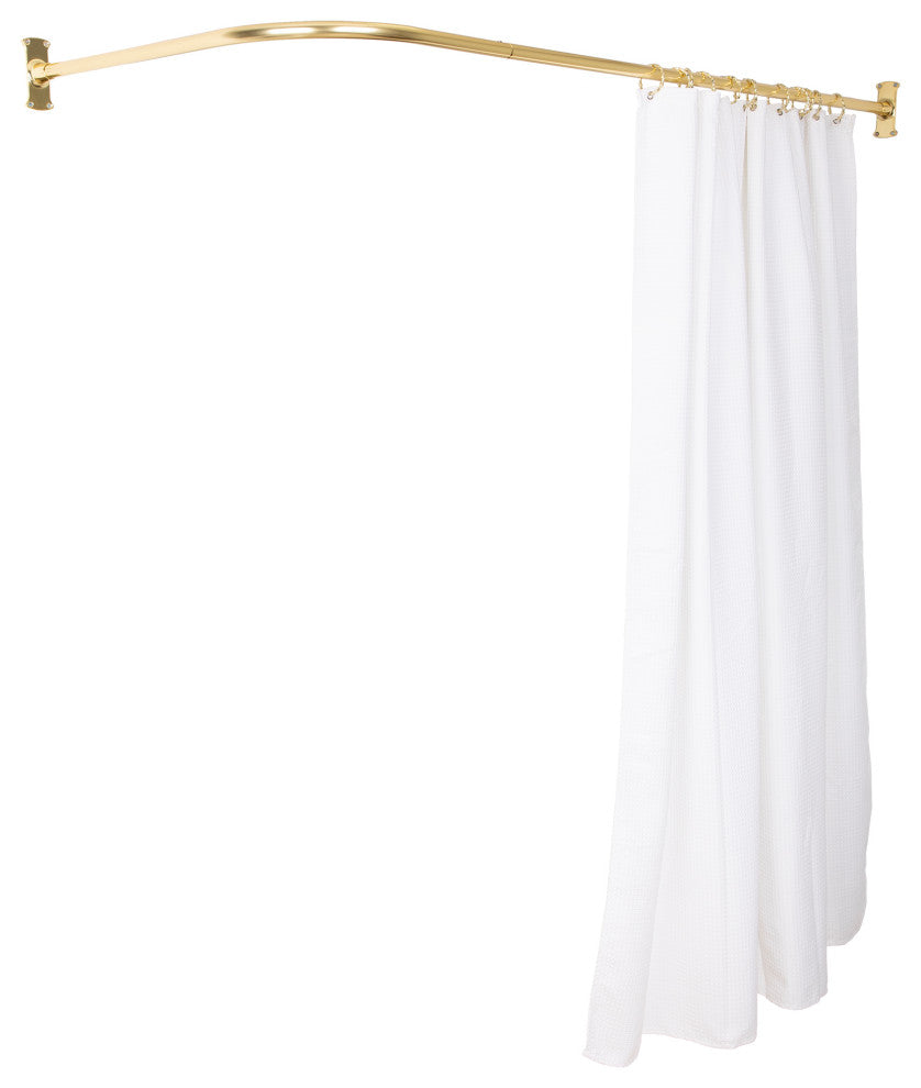 Utopia Alley Rustproof Aluminum L-Shaped Corner Shower Curtain Rod, Gold