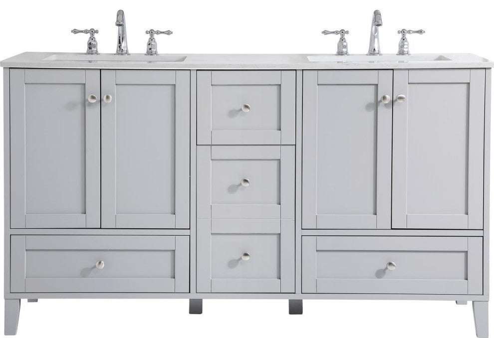 Stylish Gray 60" Double Bathroom Vanity
