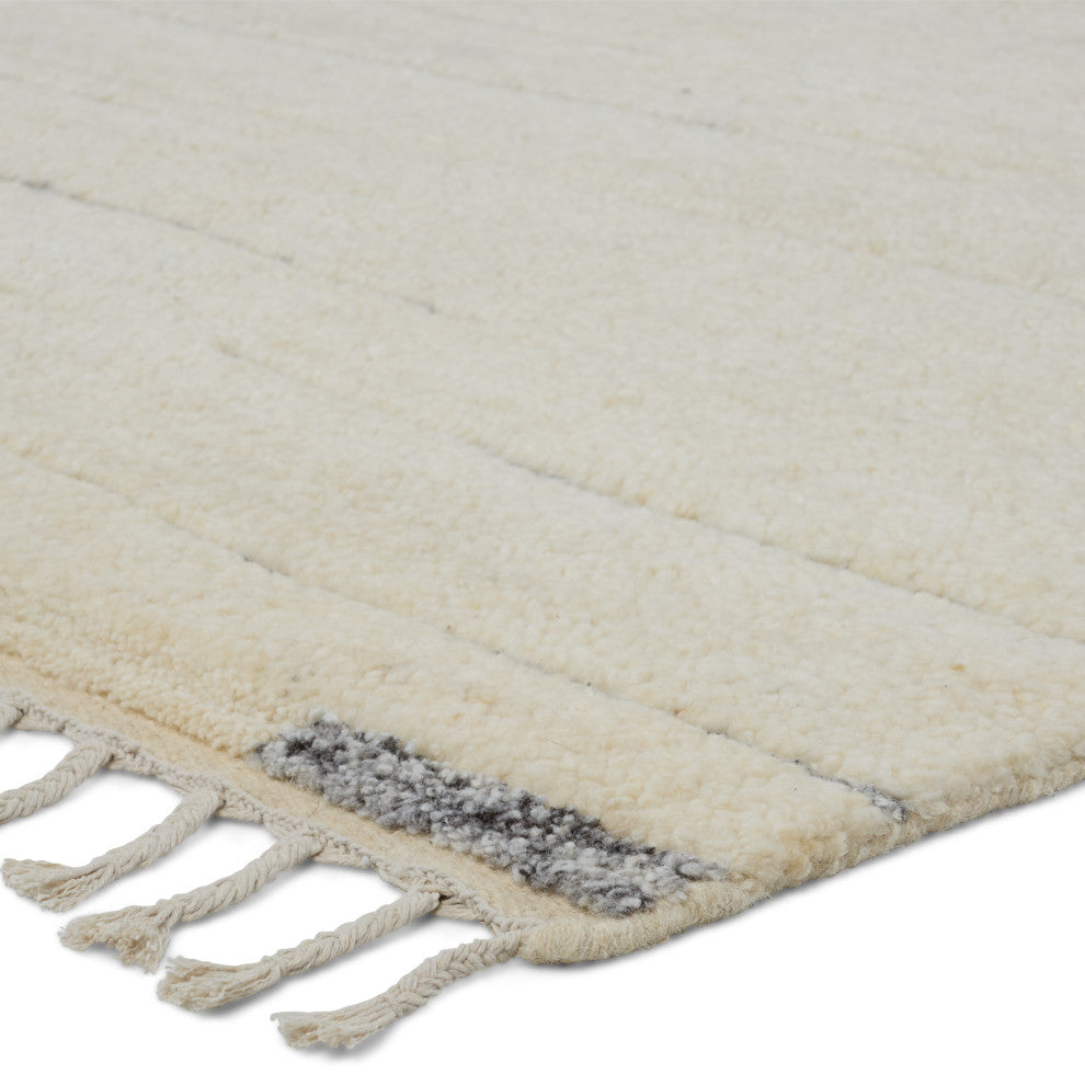 Jaipur Living Furrow Hand-Knotted Striped Cream/ Gray Area Rug 9'X12'