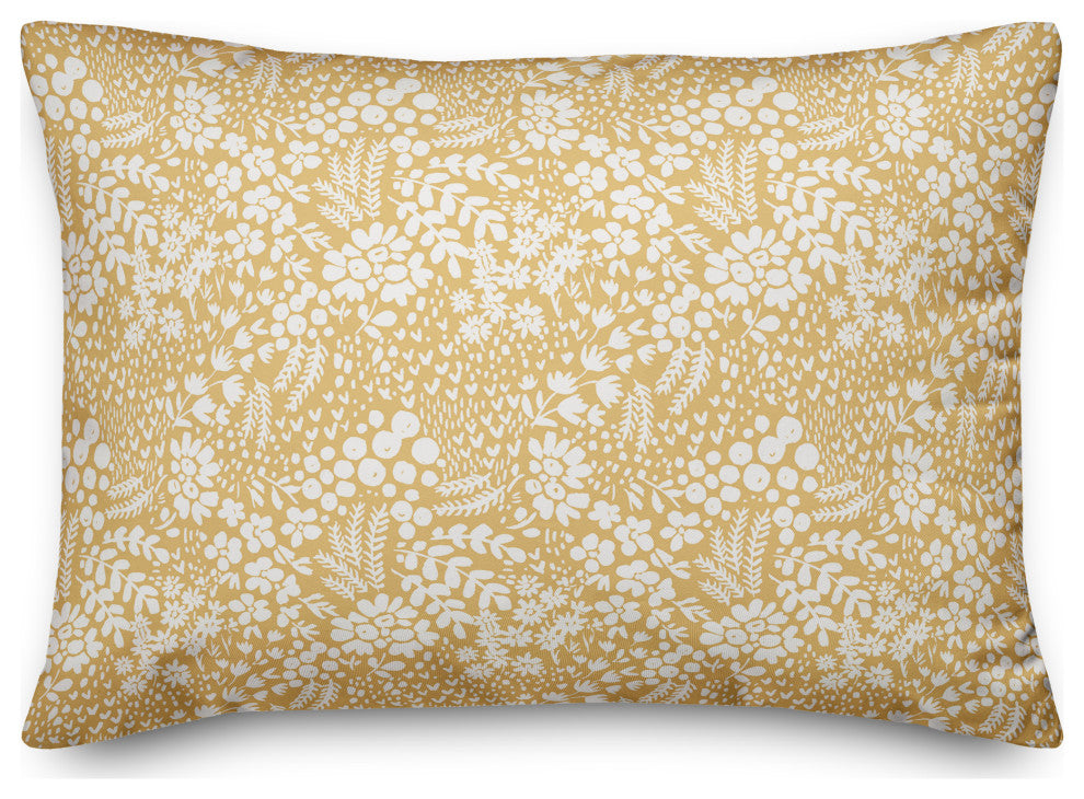 Yellow Dainty Floral 20x14 Spun Poly Pillow