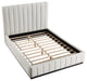 Lucia Beige Linen Textured Fabric Full Bed, Beige, Full, Black Finish