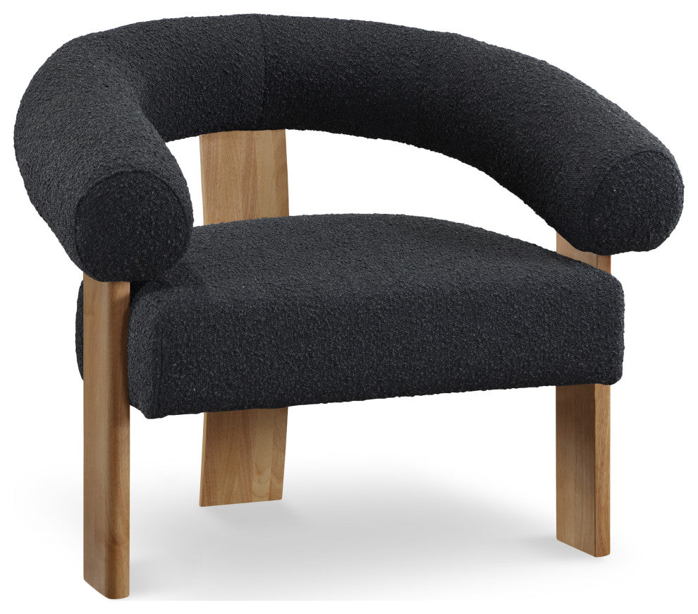 Winston Boucle Fabric Upholstered Accent Chair, Black