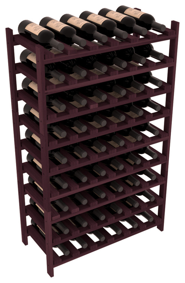 54-Bottle Stackable Wine Rack, Premium Redwood, Burgundy Stain
