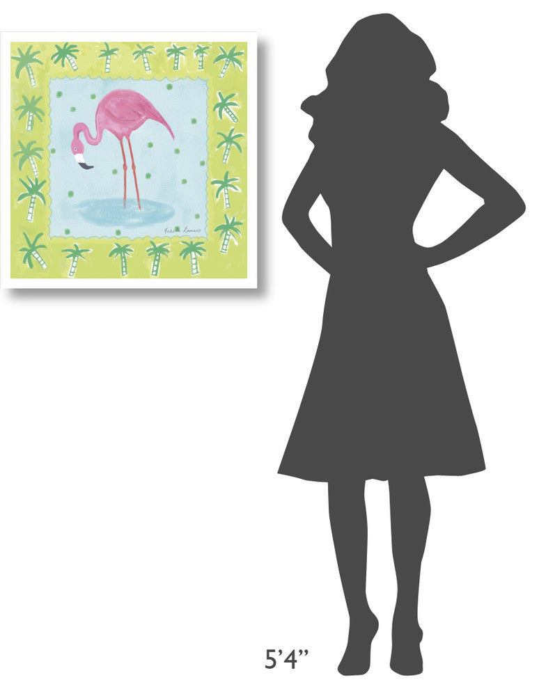 "Flamingo Dance III" Digital Paper Print by Farida Zaman, 26"x26"