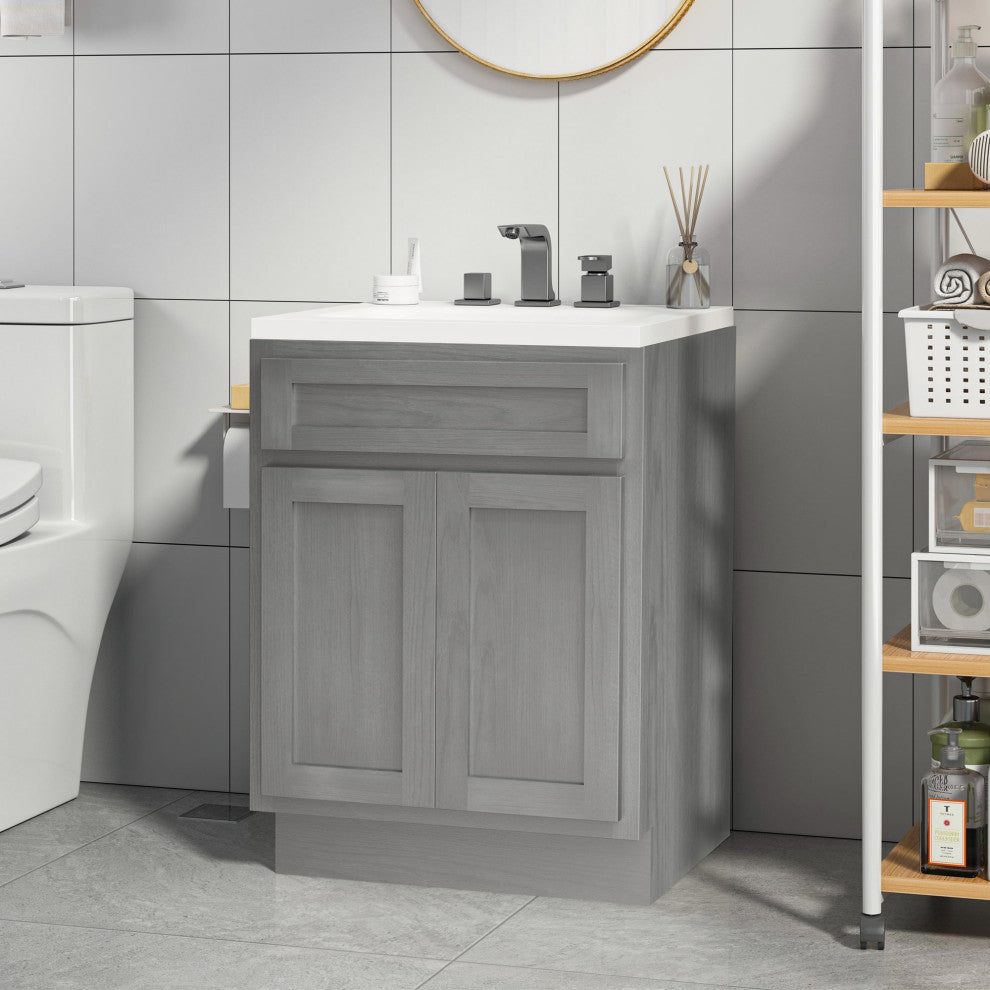 Vanity Art Vanity Base Cabinet, No Top, 24", Silver