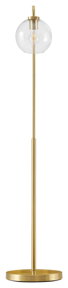Silo Glass Globe Glass and Metal Floor Lamp, Satin Brass