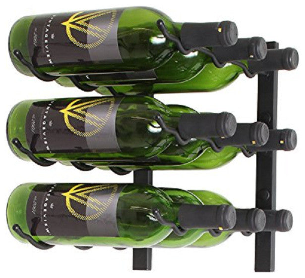 VintageView 1'' 9-Bottle Wall Mounted Wine Rack, Satin Black