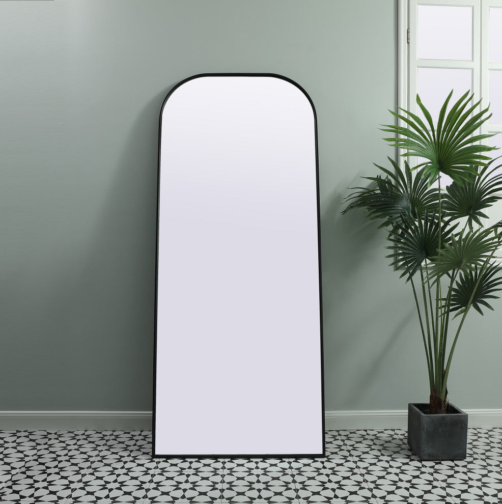 Metal Frame Arch Full Length Mirror 32X76 Inch, Black