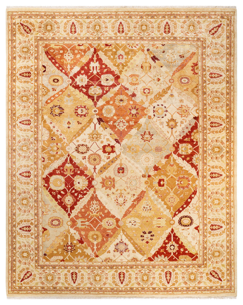 Eclectic, One-of-a-Kind Hand-Knotted Area Rug Ivory, 9' 1" x 12' 1"