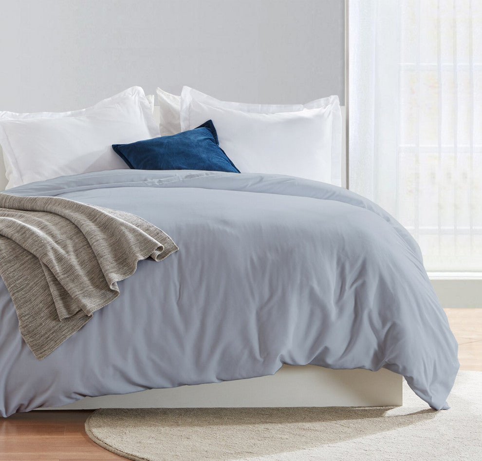 Organic Cotton Duvet Cover, Light Blue, Queen, 88"x92"