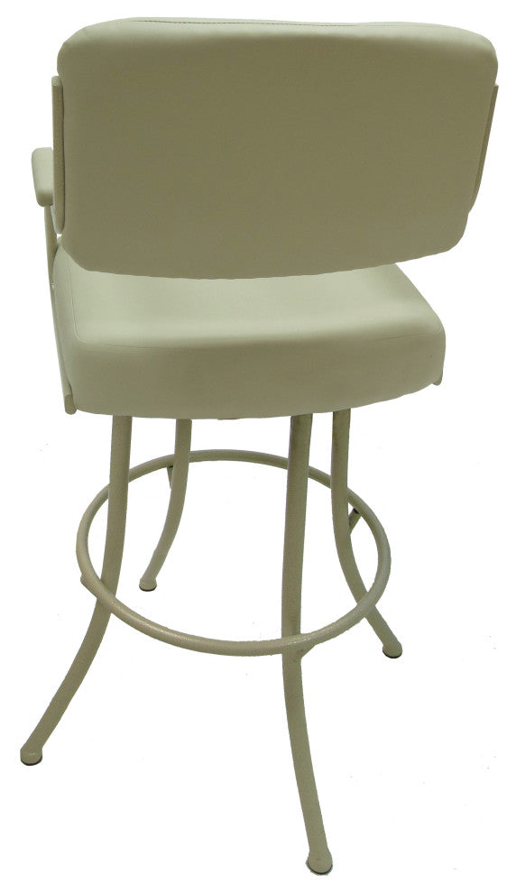 Swivel Counter Metal Bar Stool, Ocean Beige Vinyl - Beige, 30"