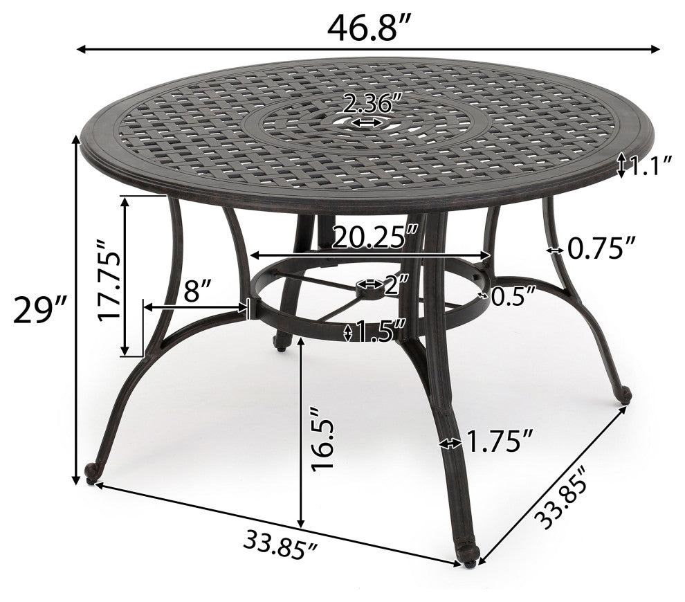 GDF Studio Fonzo Outdoor Bronze Cast Aluminum Circular Dining Table Only