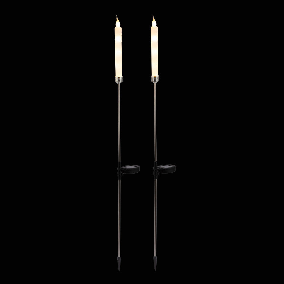 Solar White Candle Stake - Set of 2
