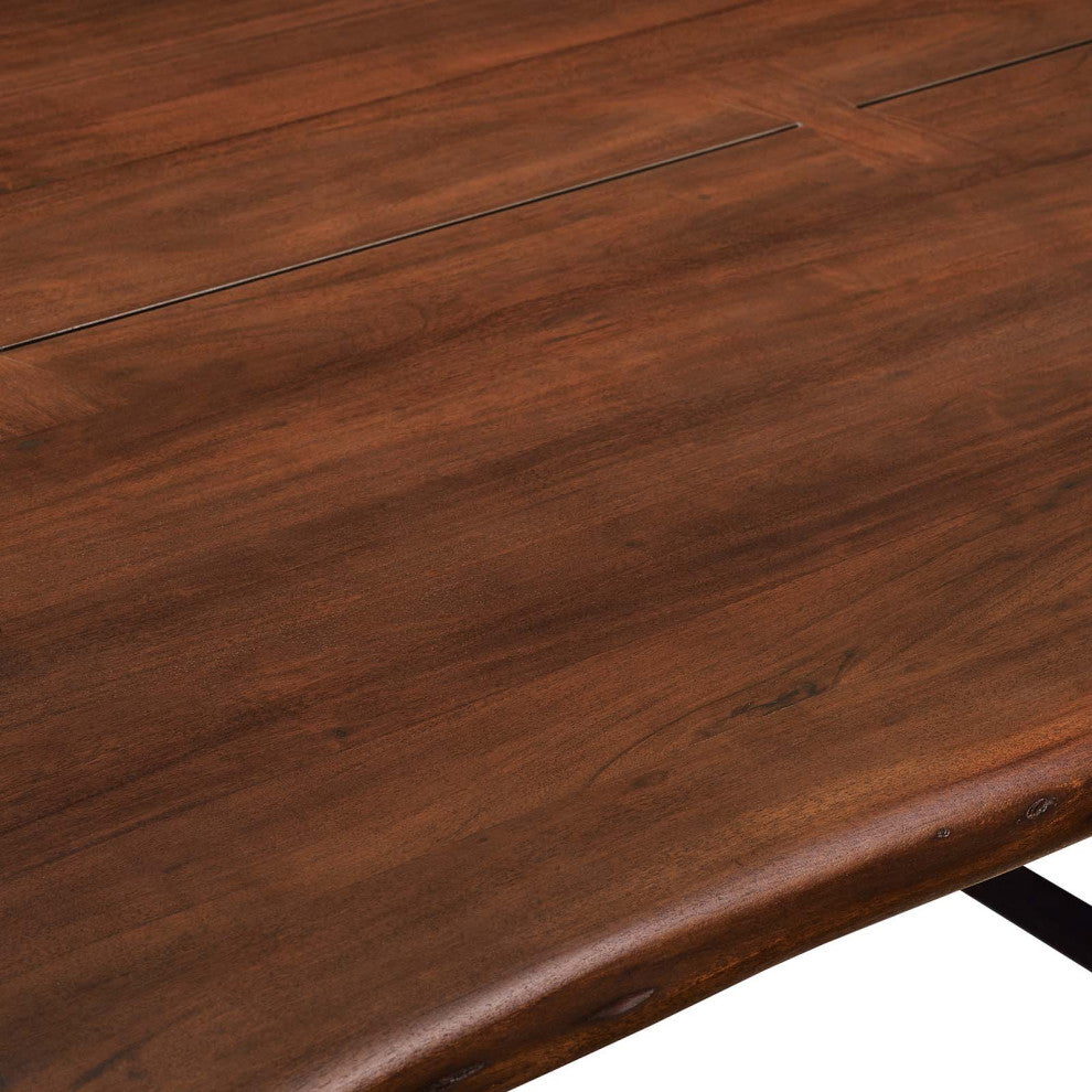 Viggo 74" Live Edge Acacia Wood Dining Table, Black Walnut