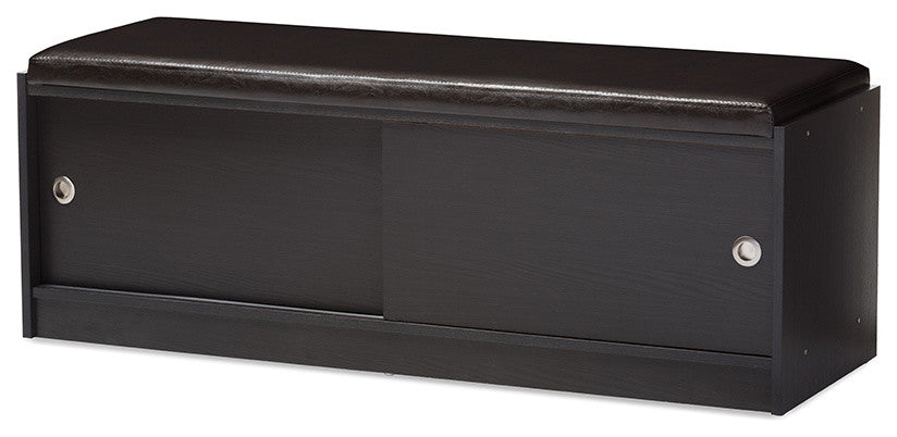 Wood Entryway Storage Cushioned Bench Shoe Rack Cabinet Organizer