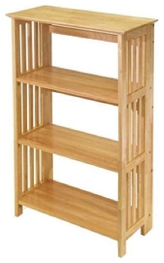 Durable 4-Shelf Wooden Folding Bookcase