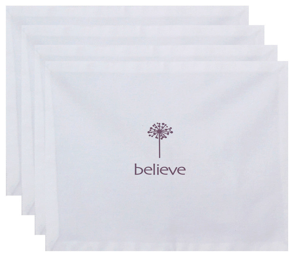 18"x14" Make A Wish, Word Print Placemat, Lavender, Set of 4