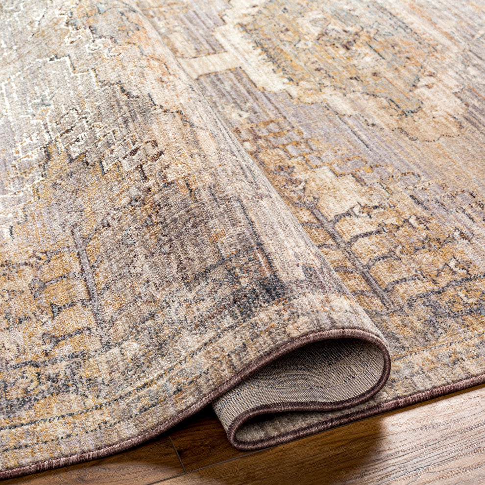 Surya Aida AAD-2303 Machine Woven Area Rug, Beige, 2'7" x 9'