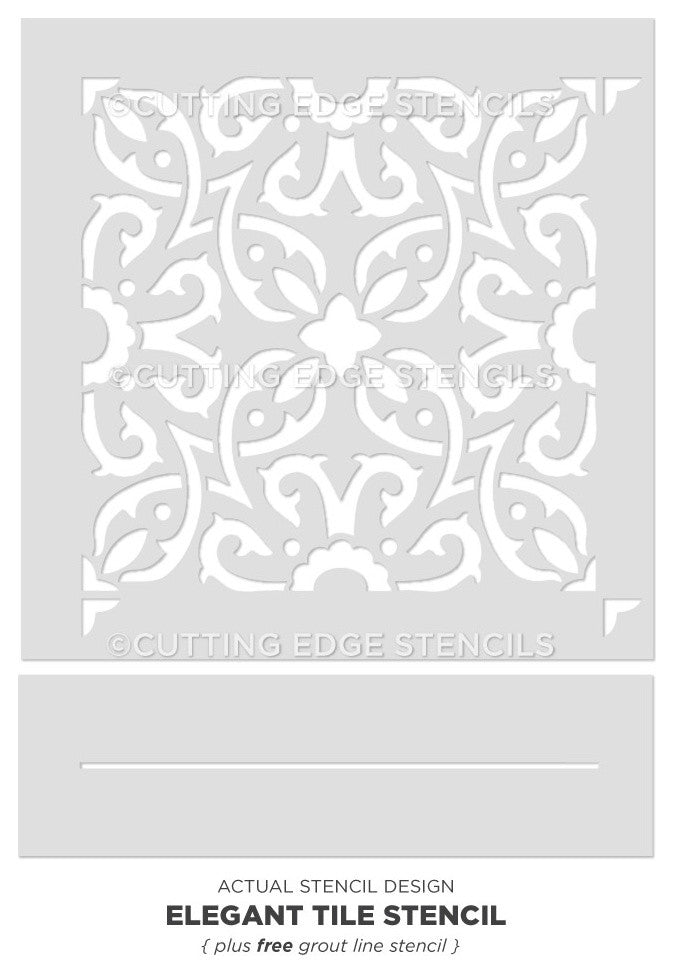 Elegant Tile Stencil, DIY Faux Tiles, Cement Tile Stencils, Small