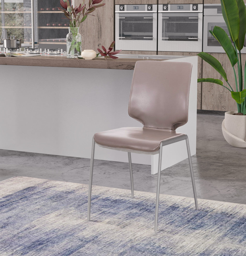 Modrest Eileen Modern Eco-Leather Dining Chair, Set of 2, Dark Gray
