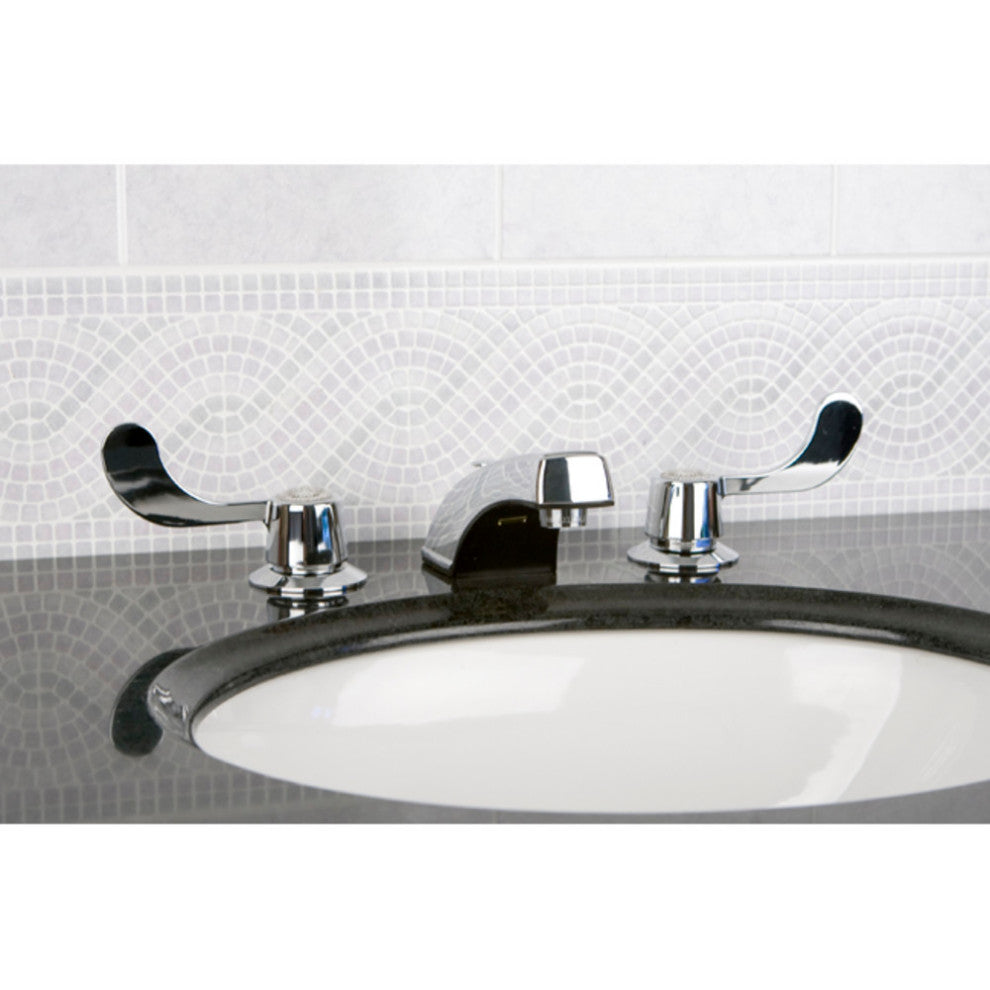 Kingston Brass Widespread Bathroom Faucet With Retail Pop-Up, Polished Chrome