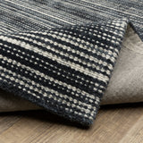 Cayden Textural Stripe Wool Blend Black/ Ivory Hand-tufted Rug 5' x 8'