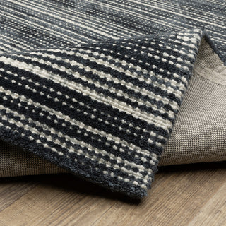 Cayden Textural Stripe Wool Blend Black/ Ivory Hand-tufted Rug 5' x 8'