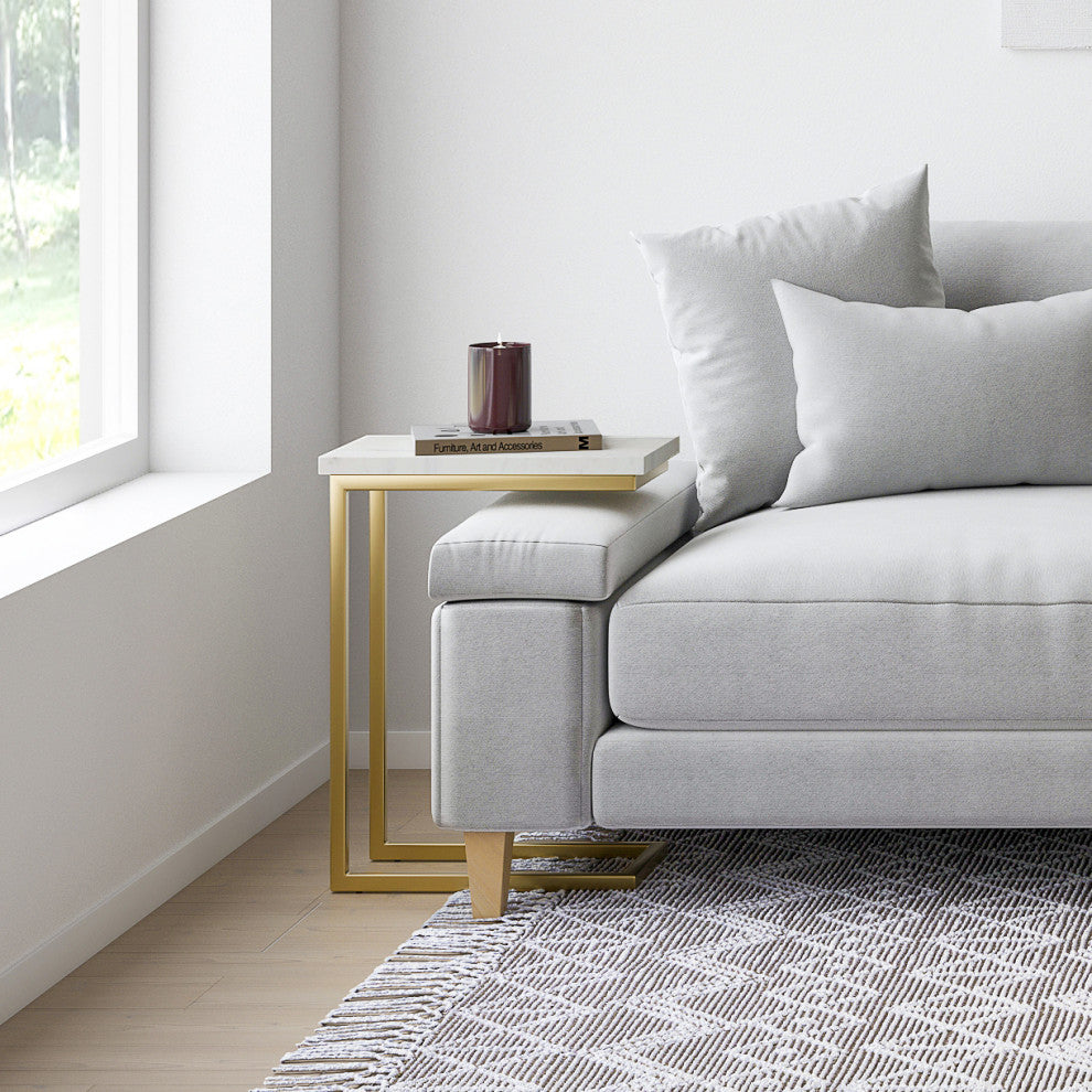 Skyler C Side Table With Marble Top, Marble Top/ Gold