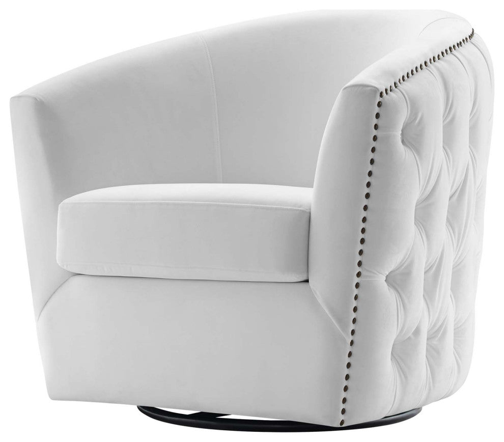 Modern Designer Lounge Accent Side Chair Armchair, Velvet Fabric, White